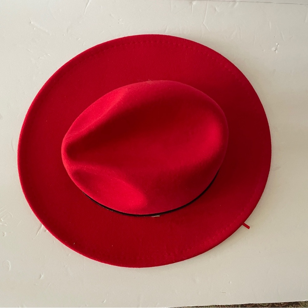 Elegant Red Women's Fedora Hat - Picture 5 of 8